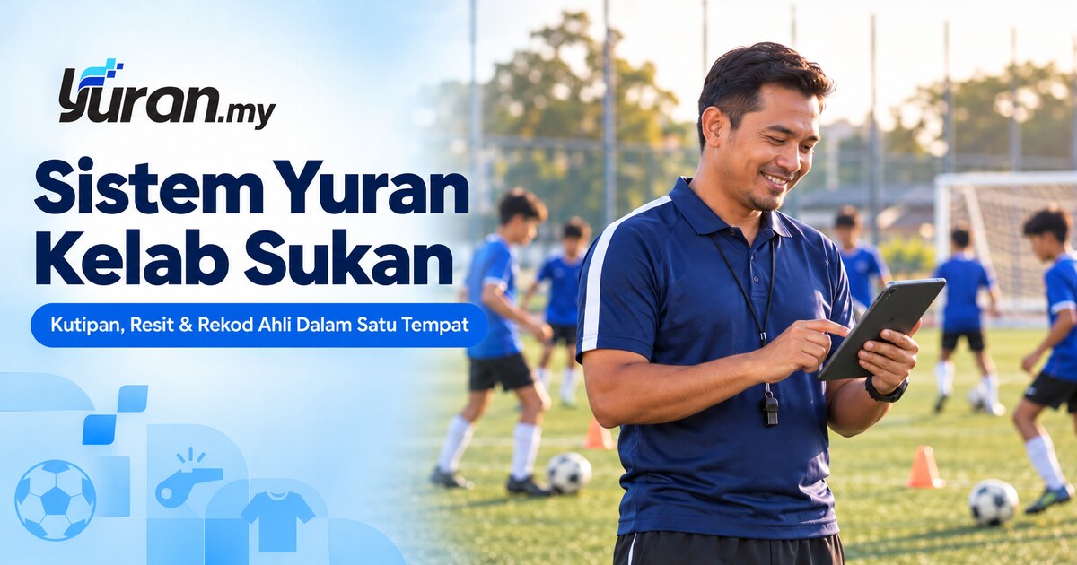 Jurulatih kelab sukan menyemak sistem yuran di tablet semasa latihan
