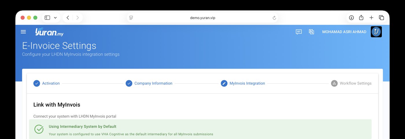 Tetapan integrasi e-Invois dengan LHDN MyInvois