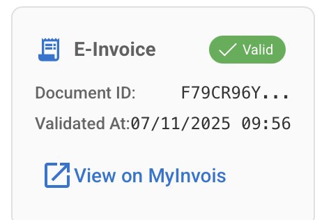 Status e-Invois sah pada invois dengan pautan ke MyInvois